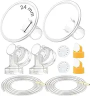 Maymom Breast Pump Kit Compatible with Medela Pump in Style Advanced Pump; 2xTwo-Piece 24mm Breastshield, 2 Valve, 4 Membrane, 2 Replacement Tubing; Replacement Part for Medela Shield, Medela Valve