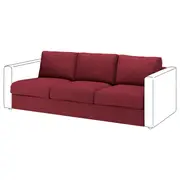 VIMLE 3-seat section, Lejde red/brown