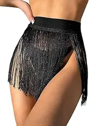 [Generic] Womens Fringe Trim Skirts Tassel High Waisted Mini Skirts