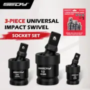 SEDY 3Pc Universal lmpact Swivel Socket Set 1/4 3/8 1/2 Inch Socket Extension Au