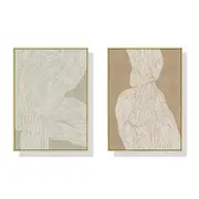 50Cmx70cm Abstract Line 2 Sets Gold Frame Canvas Wall Art
