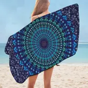 Blue Hues Mandala Circle Microfiber Beach Towel