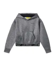 Off-White Kids Bookish Logo Band Metallic Effect Hoodie 8Y,14Y,10Y Gray