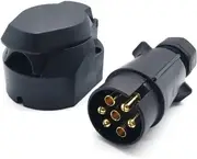 12V 7 Pin Trailer Plug & Socket Set - Heavy Duty Male/Female Wiring Connector Kit