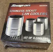 Snap-On Tools Stainless Steel Set Of 4 Socket Can Coolers SSX2836 NEW IN BOX