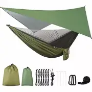 FIRINER Camping Hammock with Rain Fly Tarp and Mosquito Net Tent Tree Straps, Po