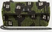 Betsey Johnson Crossbody On the Town Shoulder-Bag Green Black Jeweled Sequin NWT
