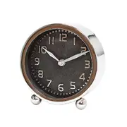 SSH COLLECTION Felix 15cm Tall Desk Clock with Round Black Face - Nickel