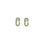 [Casablanca] Casablanca-Green And Gold Enamel C Link Stud Brass Earrings-Uomo OS OS