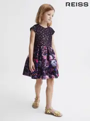 Reiss Purple Serafina 4-9 yrs Scuba Floral Printed Dress (D43729) | $110