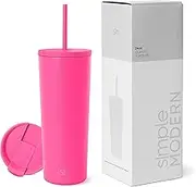 Simple Modern Insulated Tumbler with Lid and Straw | Iced Coffee Cup Reusable Stainless Steel Water Bottle Travel Mug | Gifts for Women Men Her Him | Classic Collection | 24oz | Raspberry Vibes