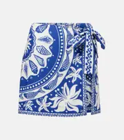 [Farm Rio] Farm Rio Ocean Scarf linen-blend miniskirt AU 6 blue