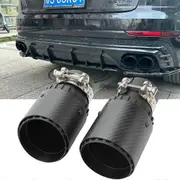 1Pcs Car Modification Black Exhaust Pipe Tail Throat Stainless Steel Exhaust Tip With Matt Carbon Fiber Muffler Tip A-54MM IN 89MM OUT