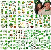 Zomme 32 Sheets 240+ PCS St Patricks Day Tattoos, Include Two Different Sizes Unique Shamrock Tattoos, St. Patrick's Day Tattoos Stickers and Green Temporary Tattoos Lucky Clover Temporary Tattoos for Irish Party or Party Favors Accessories