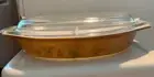 Vintage Pyrex 19 Oval Casserole Dish w/945C33 Early American Brown 1- 1/2 Quart