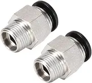 uxcell Straight Pneumatic Push to Quick Connect Fittings 3/8NPT Male X 12mm Tube OD Silver Tone 2pcs