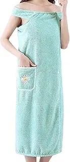 [Generic] Wearable Towels for Women,Shower Bath Body Wrap Robe Absorbent - Bathrobe with Pocket Lightweight Quick Dry for Home Spa Travel