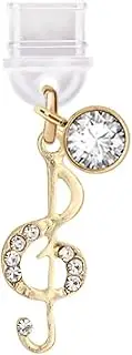 ELISE & FONDA TP478 Type-C Charging Port Anti Dust Plug Crystal Music Note Cell Phone Charm for iPhone 15/16/Samsung/OnePlus/Xiaomi/oppo Android Phones (Gold), approx. 1.15 cm (L) x 0.25 cm (D) x 2.85