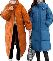 [JEShifangjiusu] Women Comfortable Casual Knee Length Padded Jacket Winter Warm Long Down Jacket Long Sleeve Thick Jacket Parka, Colour 10, XL