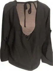 NWT Asos Women’s Black Open Back Lace Accent Tie Back Top Blouse Size 20