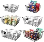 6 Pack Deep Freezer Organizer Bins Stackable Wire Basket for Organizing Black