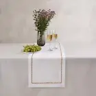 Cotton Linen Table Runner 72 Inches Long – Motif Embroidery Border White Chri...