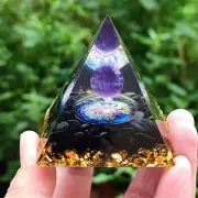 Tree of Life Orgonite Pyramid Amethyst Sphere Obsidian Gemstone Orgone Decor