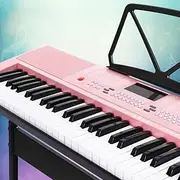 61 Keys Lighted Pink Electronic Piano Keyboard with Stand