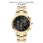 DANIEL WELLINGTON DW 手錶 ICONIC CHRONOGRAPH 42ｍｍ香檳金三眼精鋼錶黑錶盤 DW00100641