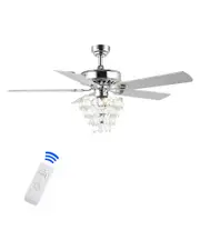 JONATHAN Y Mindy 52in 3-Light Glam Crystal Shade LED Ceiling Fan With Remote
