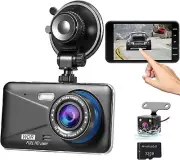 Dash Cam Front and Rear,Dual Car Camera with 32G SD Card 4''IPS Touch Screen,108