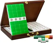 Mah Jong Mahjong Tiles Household Hand Numb Mahjong Tiles Hand Playing Acrylic Mahjong Tiles Gathering Games Mahjong Tiles Feel Round, High-Grade Mahjong (Color : Green, Size : 42#)