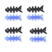 Mp3 Mp4 Blue Black Soft Fishbone Shape Earphone Cord Wrapper Winder 4 Pair