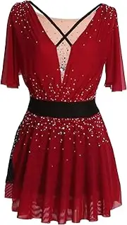 [Zagitova] Figure Skating Dress for Girls Open Back Breathable Women Competition Dance Outfits with Shiny Rhinestone