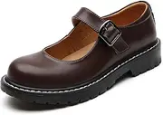 [XMM] Mary Jane Shoes Women Oxford Shoes Leather Round Toe Flats Non-Slip Ankle Buckle Strap Comfort Casual Dressy Cosplay Party School Work Shoes