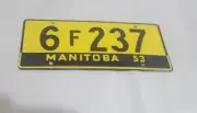 Vtg. 1953 General Mills Wheaties MANITOBA metal bicycle mini license PLATE