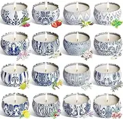 JHENG Scented Candles Gifts Set 16 Pack Soy Wax Travel Tin Jar Candles for Home 2.5 OZ Aromatherapy Candles for Mom for Christmas, Birthday, Thanksgiving, Mother's Day