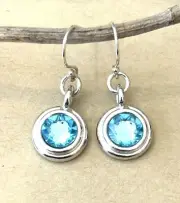 Aquamarine Crystal Sterling Silver Earrings Sundance Treasures Jewelry