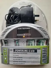 Ansmann Powerline 5 LCD AA, AAA, C, D Battery Charger with Car Charger Adpater