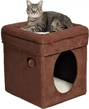 MidWest 137-BR "The Original" Curious Cat Cube, House Brown Single Story