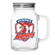 Sydney Roosters NRL TEAM Glass Mason Jar With Handle Mother's Day Sale