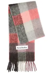Acne Studios Vally Checked Alpaca-blend Scarf - Pink ONE SIZE