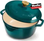 Mueller DuraCast 6 Quart Enameled Cast Iron Dutch Oven Pot with Lid Heavy-Dut...