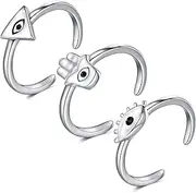 [CHIC & ARTSY] Women Open Toe Ring 925 Sterling Silver Evil Eye Toe Ring Adjustable Single Toe Ring for Women