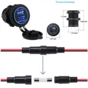 3.0&2.4A Waterproof Dual USB Port Charger Socket Outlet 12V LED for Car Vehicle (for: Volvo)