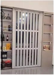 Retractable Accordion Folding Door, 100cm Wide, Internal PVC Sliding Door, Closed Magnetic Door ，Home Office Commercial Divider Door, Privacy Doors Screen(100x203cm/39.4x79.9in)