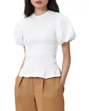 Allsaints Dael Peplum Puff Sleeve Top