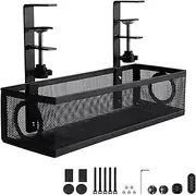HopeNest Under Desk Cable Management Tray, No Drill Wire Organizer with Clamp, Cord Organizer Rack for Under Table Wire Management, Office & Home Standing Desk Cable Holder (Black)
