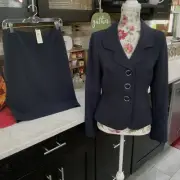 Ann Taylor Navy Blazer & Skirt Set Jacket Size 4 Skirt Size 2 New With Tags $170
