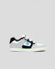 [DC Shoes] DC Shoes Junior Boys' Pure V Shoes in Grey/Black/Green Size 12 12 Grey/Black/Green